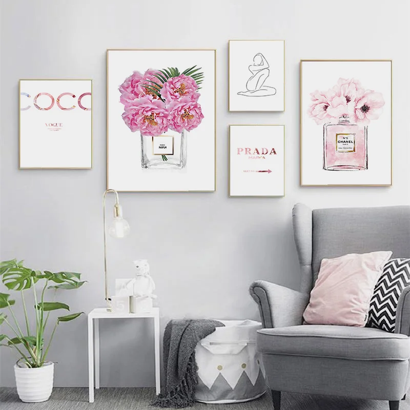 Modern Pink Perfume Bottles Vogue Quotes Poster Home Bedroom Fashion Woman Living Room Decoration Flower Canvas Painting Print
Modern Pink Perfume Bottles Vogue Quotes Poster Home Bedroom Fashion Woman Living Room Decoration Flower Canvas Painting Print