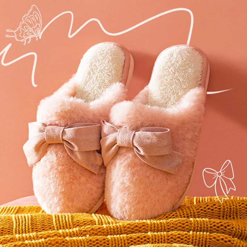 2020 New Winter Cute Bow Fur Slippers Women Warm Plush Bedroom Couples Flat Shoes House Buttterfly-knot Ladies Furry Slippers
2020 New Winter Cute Bow Fur Slippers Women Warm Plush Bedroom Couples Flat Shoes House Buttterfly-knot Ladies Furry Slippers