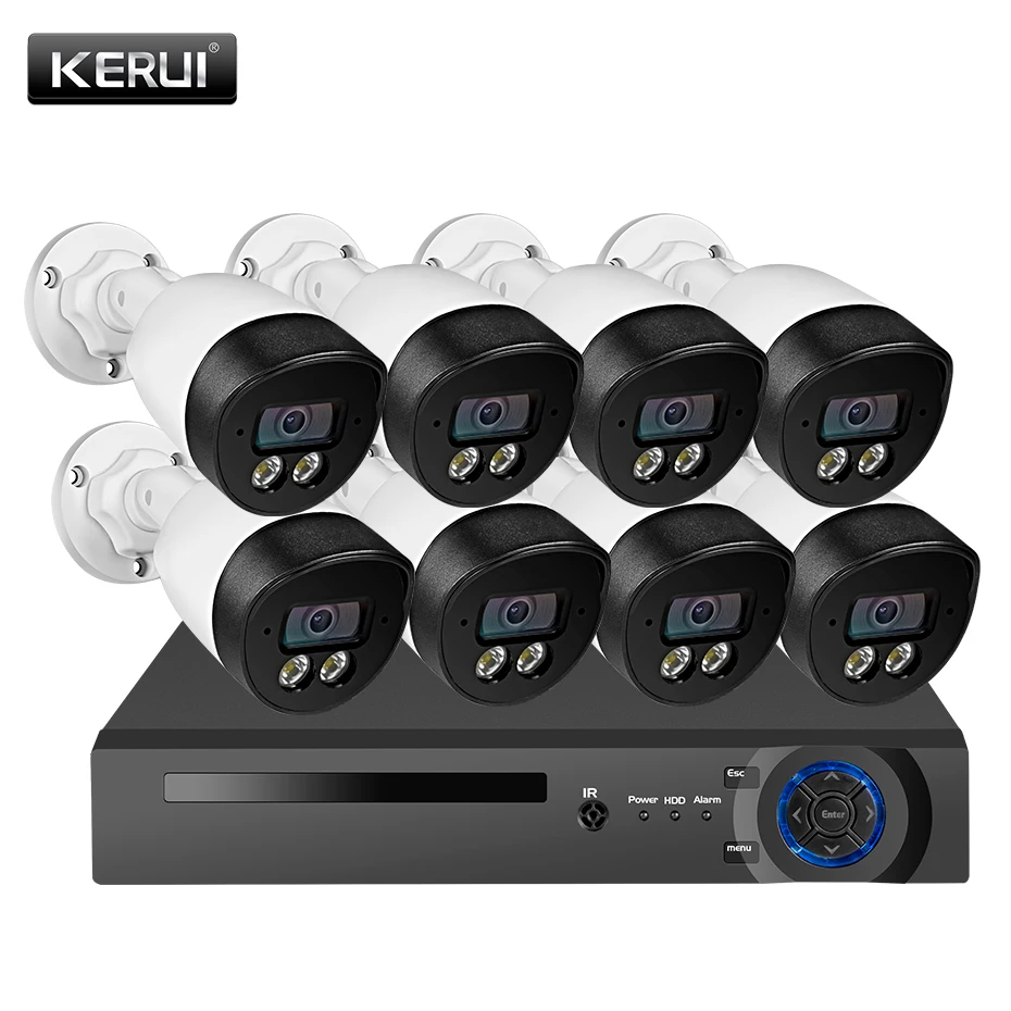 Камера видеонаблюдения KERUI H.265 8 каналов 5 Мп двусторонняя аудиосвязь IP ночное