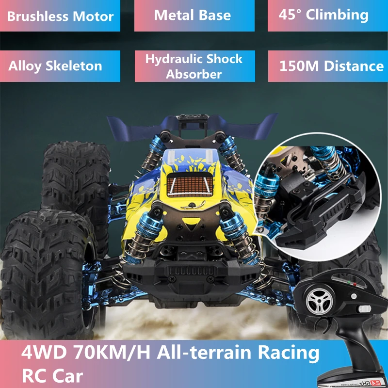 4WD Brushless All-terrain Off-road Racing RC Car 1:14 70KM/H Hydraulic Shock Absorber Alloy Skeleton Children Remote Control Toy
4WD Brushless All-terrain Off-road Racing RC Car 1:14 70KM/H Hydraulic Shock Absorber Alloy Skeleton Children Remote Control Toy