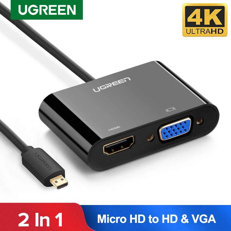Ugreen Micro HDMI to HDMI VGA Adapter with 3.5mm Audio Micro USB Port HDMI Video Cable for Tablet Camera TV Projector 4K HD
Ugreen Micro HDMI to HDMI VGA Adapter with 3.5mm Audio Micro USB Port HDMI Video Cable for Tablet Camera TV Projector 4K HD