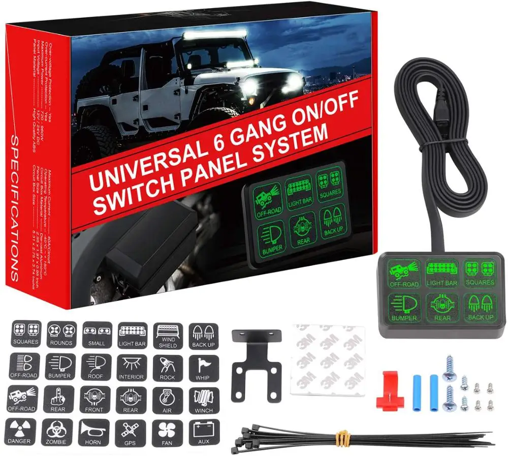 6 Gang Switch Panel, Electronic Relay System Circuit Control Box Waterproof Universal Fuse Relay Box with Wiring Harness
6 Gang Switch Panel, Electronic Relay System Circuit Control Box Waterproof Universal Fuse Relay Box with Wiring Harness