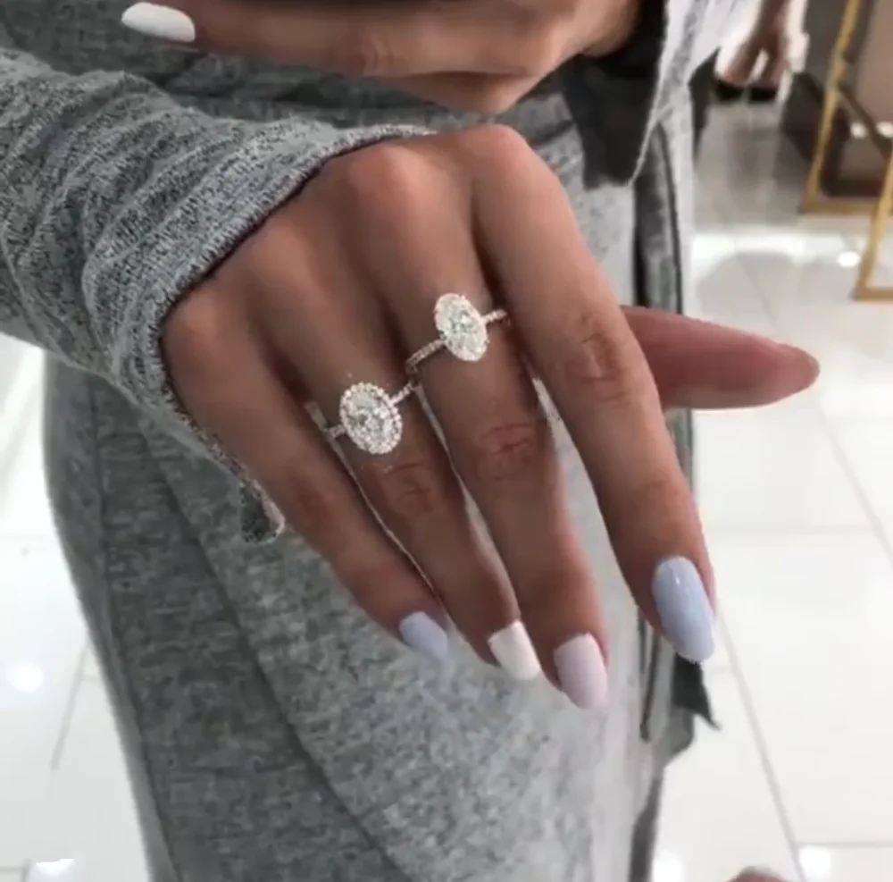 Classic Real Solid 925 Sterling Silver Oval 3CT Simulated Diamond Engagement Wedding Rings set For Women fine Jewelry gift 
Classic Real Solid 925 Sterling Silver Oval 3CT Simulated Diamond Engagement Wedding Rings set For Women fine Jewelry gift