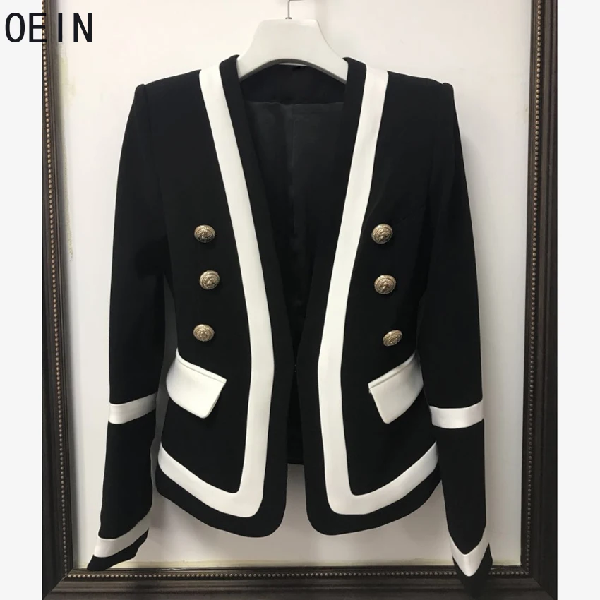 HIGH STREET New Fashion 2021 Designer Blazer Women's Classic Black White Color Block Metal Buttons Blazer Jacket Outer Wear
HIGH STREET New Fashion 2021 Designer Blazer Women's Classic Black White Color Block Metal Buttons Blazer Jacket Outer Wear