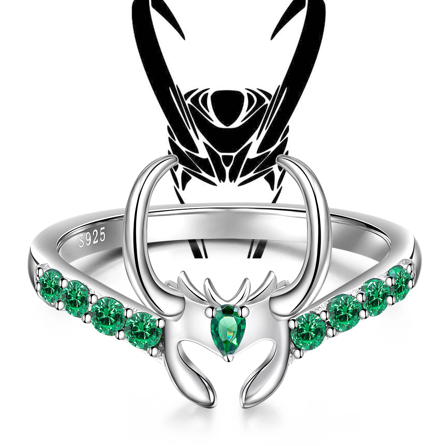 Кольцо Loki из серебра 925 пробы с изумрудом модные ювелирные украшения | Украшения и
