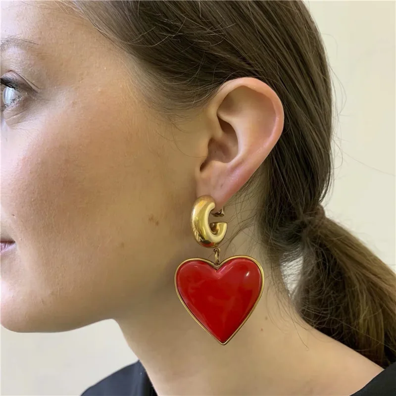 Vintage Big Red Heart Drop Earrings For Women New Personality Statement Earrings Black
Vintage Big Red Heart Drop Earrings For Women New Personality Statement Earrings Black