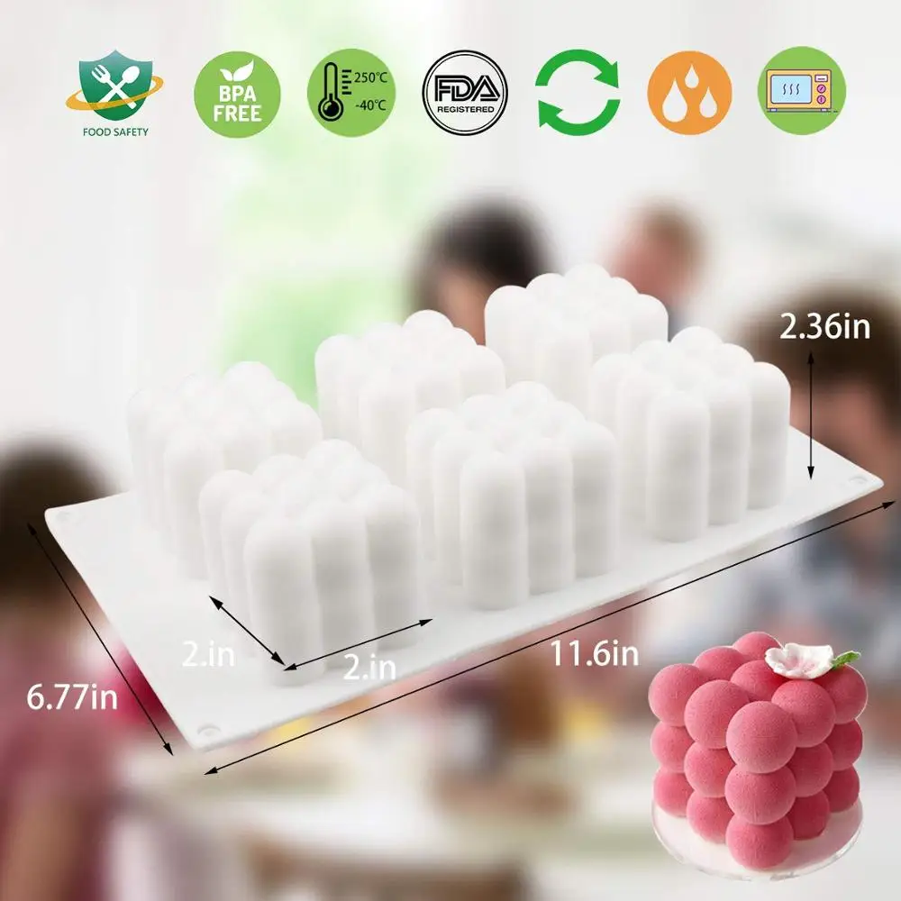 Силиконовые формы торт мусс 3D Magic Cube пузырь пресс-форм 6-Полость формочка для