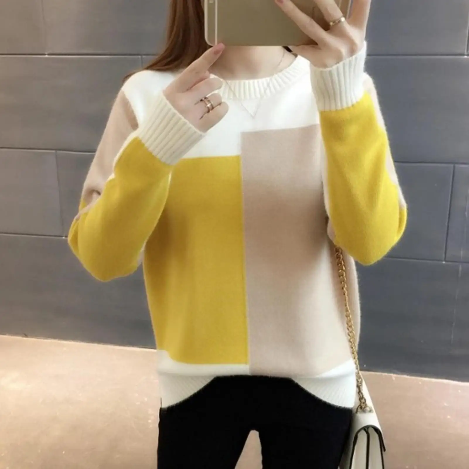 Women Color Block Pullover Sweater Autumn Winter New Fashion Round neck Knitted Tops Female Long Sleeve
Women Color Block Pullover Sweater Autumn Winter New Fashion Round neck Knitted Tops Female Long Sleeve