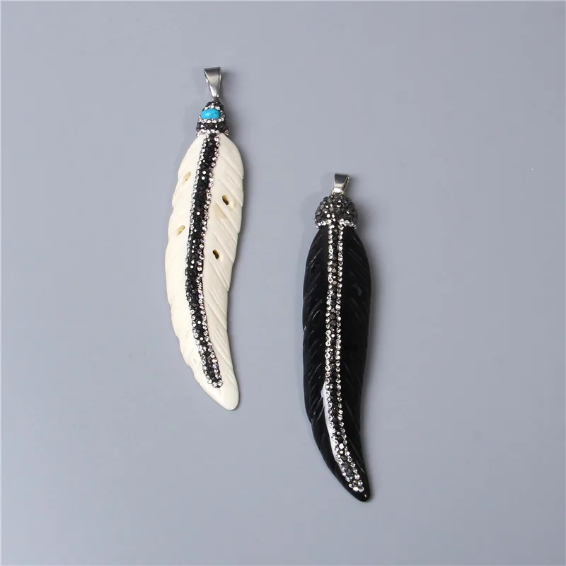 New Fashion Trendy Black feather cz beads bone Charm pendant For men Bar party Jewelry Making necklace Daily Accessories gifts
New Fashion Trendy Black feather cz beads bone Charm pendant For men Bar party Jewelry Making necklace Daily Accessories gifts