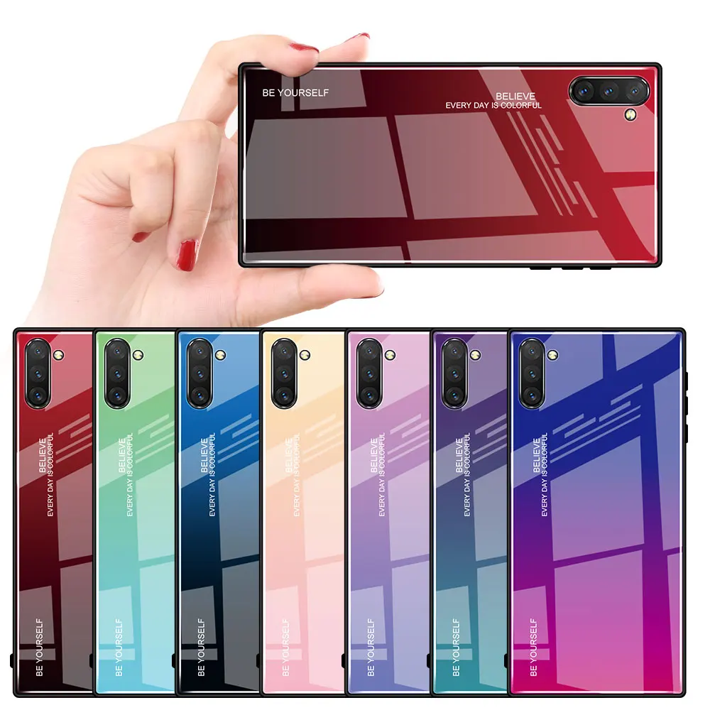 Gradient Tempered Glass Case For Samsung Galaxy A50 A70 Note 10 9 8 S8 S9 S10 Plus S20 A30 A40 Lite | Мобильные телефоны и