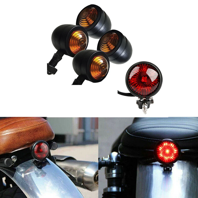 

5 шт./компл. мотоциклетные сигналы поворота, задние фонари, стоп-сигнал, стоп-сигнал для Кафе Racer Bobber Chopper