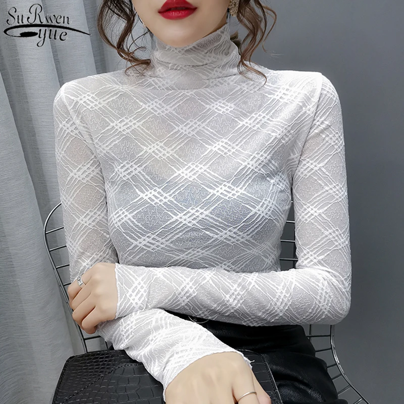 2021 Long Sleeve Sexy Lace Shirts Turtleneck Woman's Shirts Autumn Women's Blouse Office Lady Style Vintage Blusas Mujer 10811 
2021 Long Sleeve Sexy Lace Shirts Turtleneck Woman's Shirts Autumn Women's Blouse Office Lady Style Vintage Blusas Mujer 10811