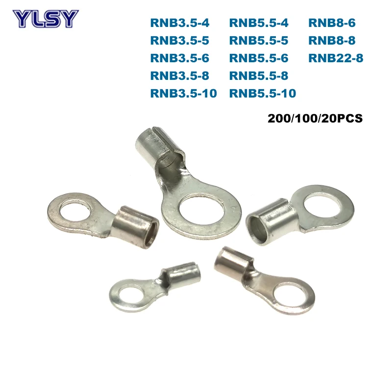 200/100/20Pcs Ring Naked Cord End Crimp Terminals Bare Electrical Wire Connector RNB3.5/5.5/8/22 Cable Ferrules 12-4AWG 4-25mm2
200/100/20Pcs Ring Naked Cord End Crimp Terminals Bare Electrical Wire Connector RNB3.5/5.5/8/22 Cable Ferrules 12-4AWG 4-25mm2