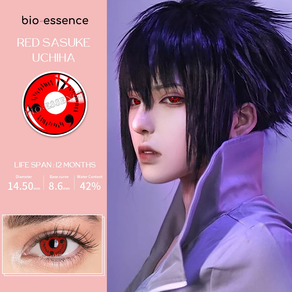 Bio-essence 2pcs/Pair Sharingan Contact Lenses for eyes Color Cosplay Anime Eyes Lens Uchiha Sasuke Hatake Kakashi | Красота и