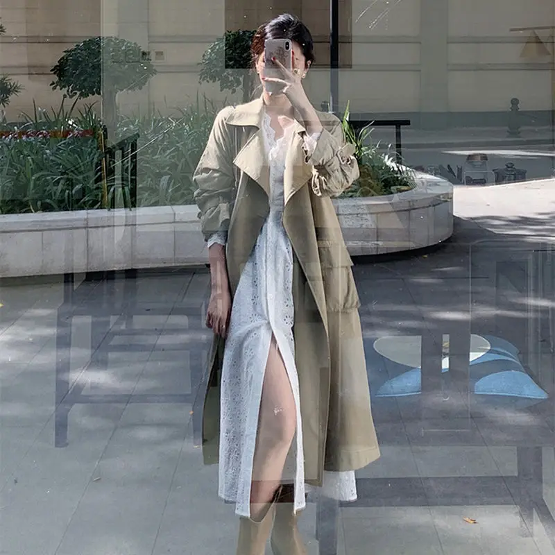 Women 2020 Autumn New Casual Trench Coat Female Fashion Oversize Solid Color Outwear with Belt Ladies Slim Clothing Overcoat Q11
Women 2020 Autumn New Casual Trench Coat Female Fashion Oversize Solid Color Outwear with Belt Ladies Slim Clothing Overcoat Q11