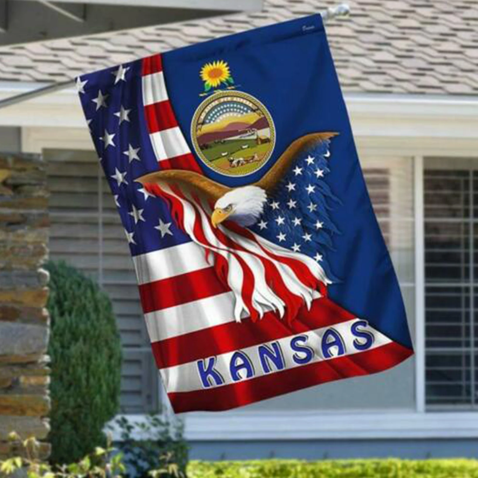 39,5"x29,5" U.S. Kansas Eagle Flag Double-sided Flag America Banner Decoration
39,5"x29,5" U.S. Kansas Eagle Flag Double-sided Flag America Banner Decoration