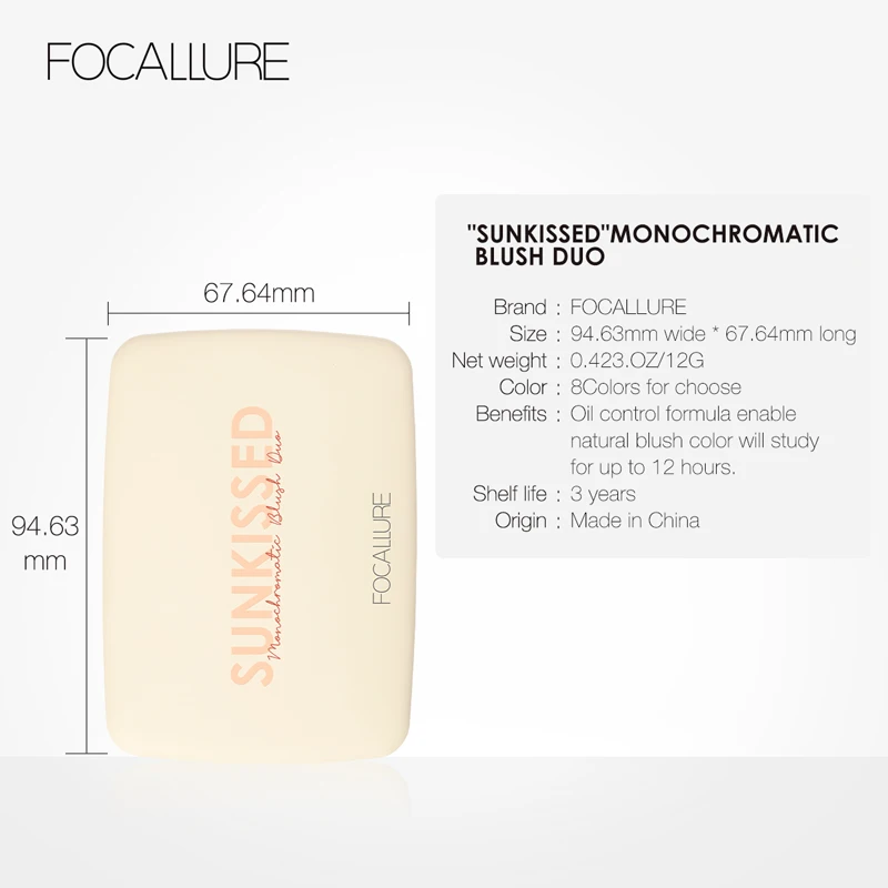 FOCALLURE DUO-paleta de colorete facial, polvo comprimido sedoso mate, colorete de maquillaje muy pigmentado
FOCALLURE DUO-paleta de colorete facial, polvo comprimido sedoso mate, colorete de maquillaje muy pigmentado