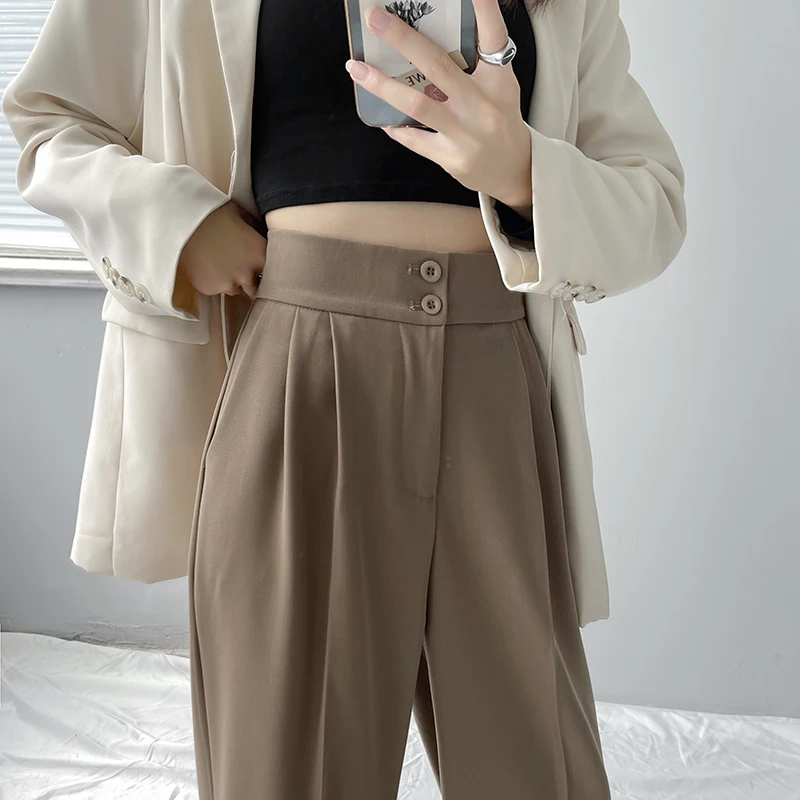 Chic Women Straight Suits Pants Female 2021 Autumn Casual Loose High Waist Floor-Length Office Ladies Wide Leg Trousers WP325
Chic Women Straight Suits Pants Female 2021 Autumn Casual Loose High Waist Floor-Length Office Ladies Wide Leg Trousers WP325