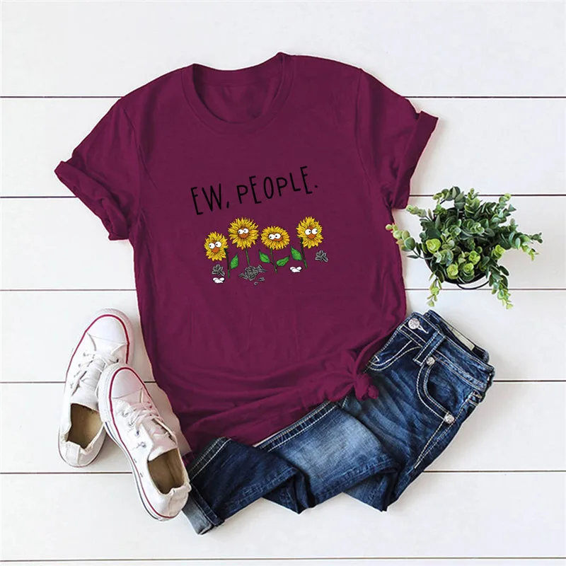 Women T Shirt Funny sunflower Letter Print Cotton Short Sleeve Tee Shirt Femme Casual streetwear O-neck Ladies Top Gray White
Women T Shirt Funny sunflower Letter Print Cotton Short Sleeve Tee Shirt Femme Casual streetwear O-neck Ladies Top Gray White