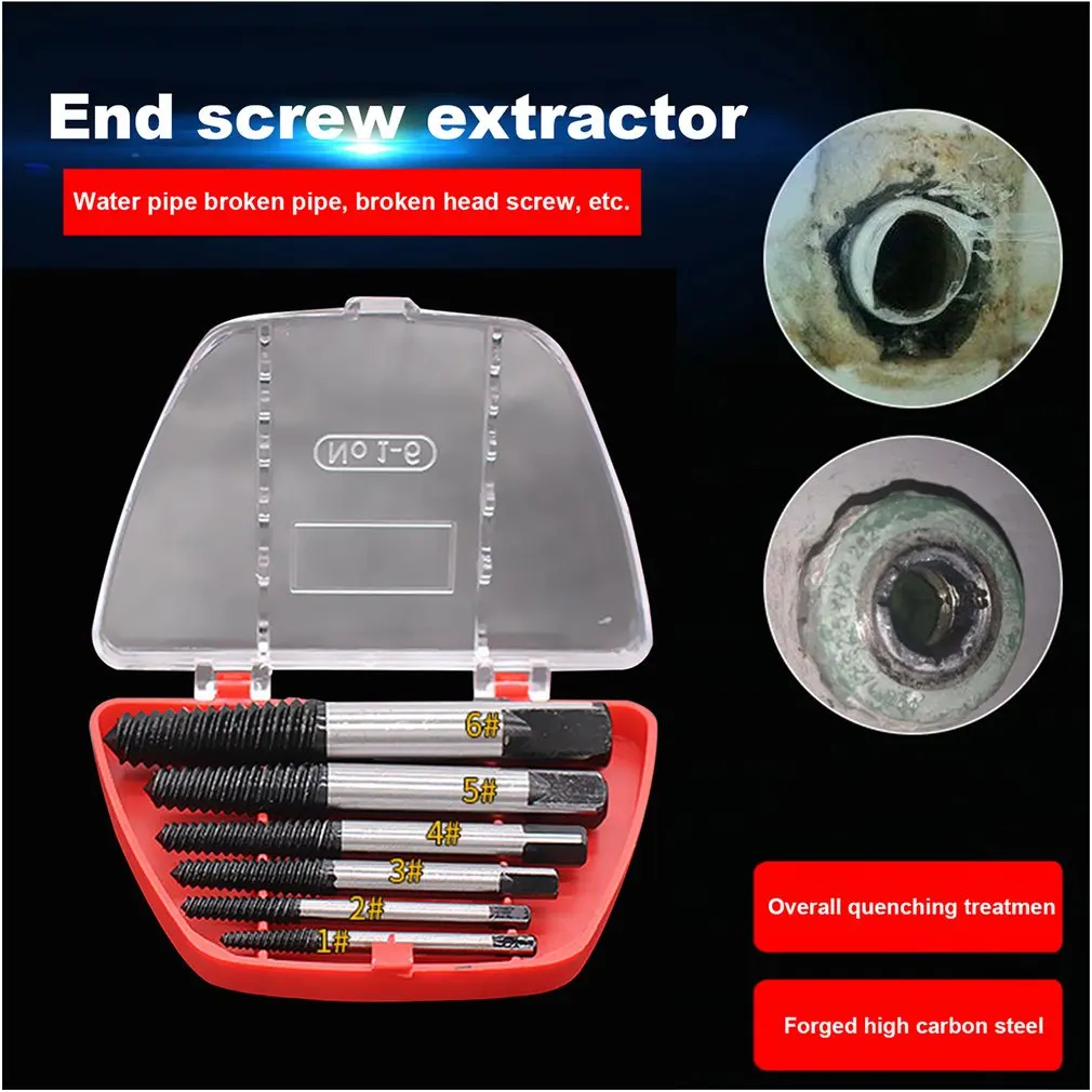 6PCS Damaged Screwdriver Extractor Kit set Screw Pull Broken Steel Bolt Remover Center Drill Bit Removal Tools
6PCS Damaged Screwdriver Extractor Kit set Screw Pull Broken Steel Bolt Remover Center Drill Bit Removal Tools