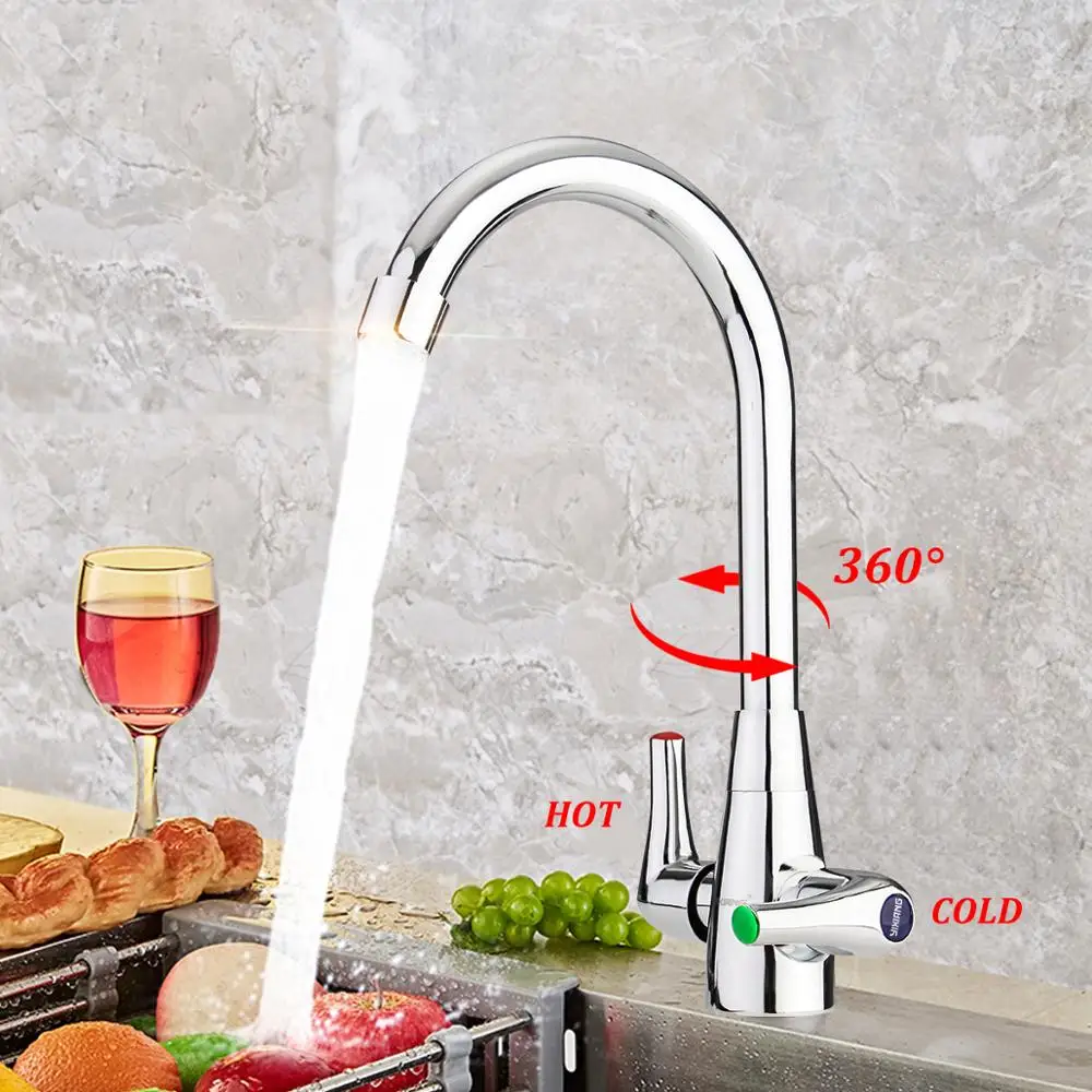 Brass Chrome Finish Kitchen Sink Faucet 360° Rotate Neck Spout Double Handle Water Mixer Tap
Brass Chrome Finish Kitchen Sink Faucet 360° Rotate Neck Spout Double Handle Water Mixer Tap