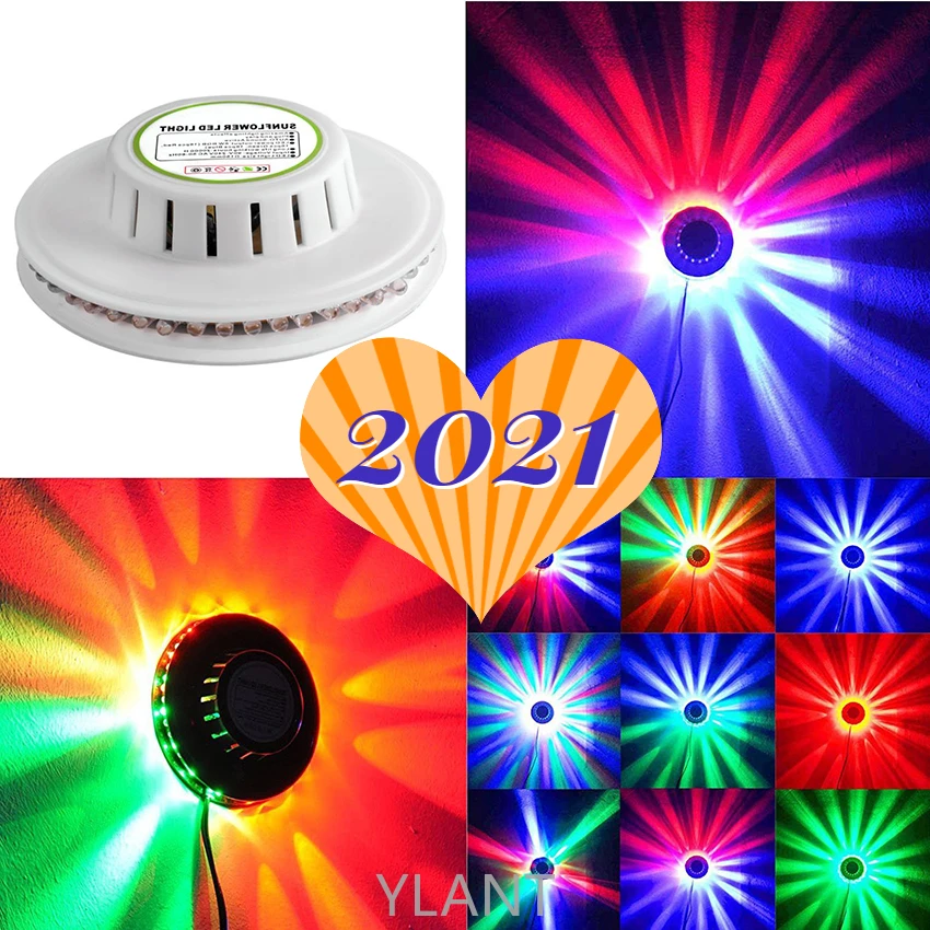 

YLANT 8W 48LEDs RGB Auto Color Changing Rotating Sunflower UFO LED Stage Light Bar Disco Dancing Party DJ Club Pub Music Lights