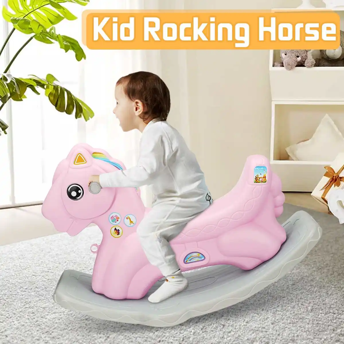 Rocking Horse Cute Ride On Animals rocking Chair Kids Toys Gifts Boys and Girls with Stickers
Rocking Horse Cute Ride On Animals rocking Chair Kids Toys Gifts Boys and Girls with Stickers