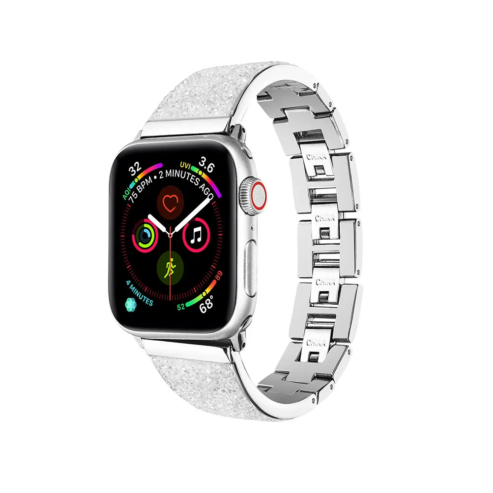 Metal Diamond-Studded Stainless Steel Chain Bracelet For Apple Watch Strap 6 5 4 3 2 SE 38mm 40mm 42mm 44mm | Наручные часы