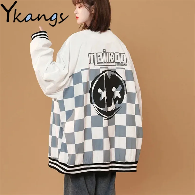 Повседневная клетчатая куртка Harajuku, Женская Корейская свободная винтажная бейсбольная форма с длинным рукавом, мешковатая уличная одежда, ...
Повседневная клетчатая куртка Harajuku, Женская Корейская свободная винтажная бейсбольная форма с длинным рукавом, мешковатая уличная одежда, ...