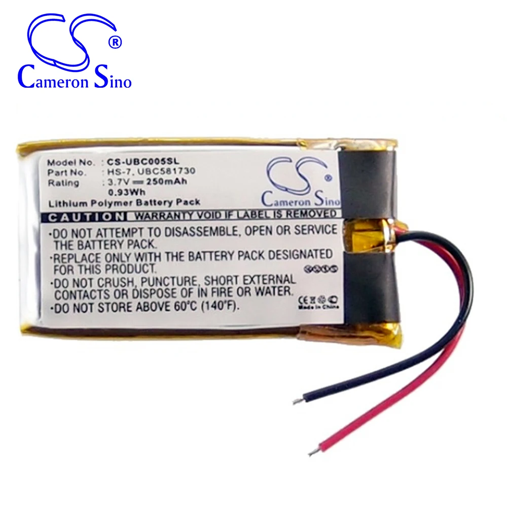 Аккумулятор Cameron Sino 250 мАч для Ultralife UBC005 UBC581730 UBP0050 , HS-7 UBC581730
Аккумулятор Cameron Sino 250 мАч для Ultralife UBC005 UBC581730 UBP0050 , HS-7 UBC581730