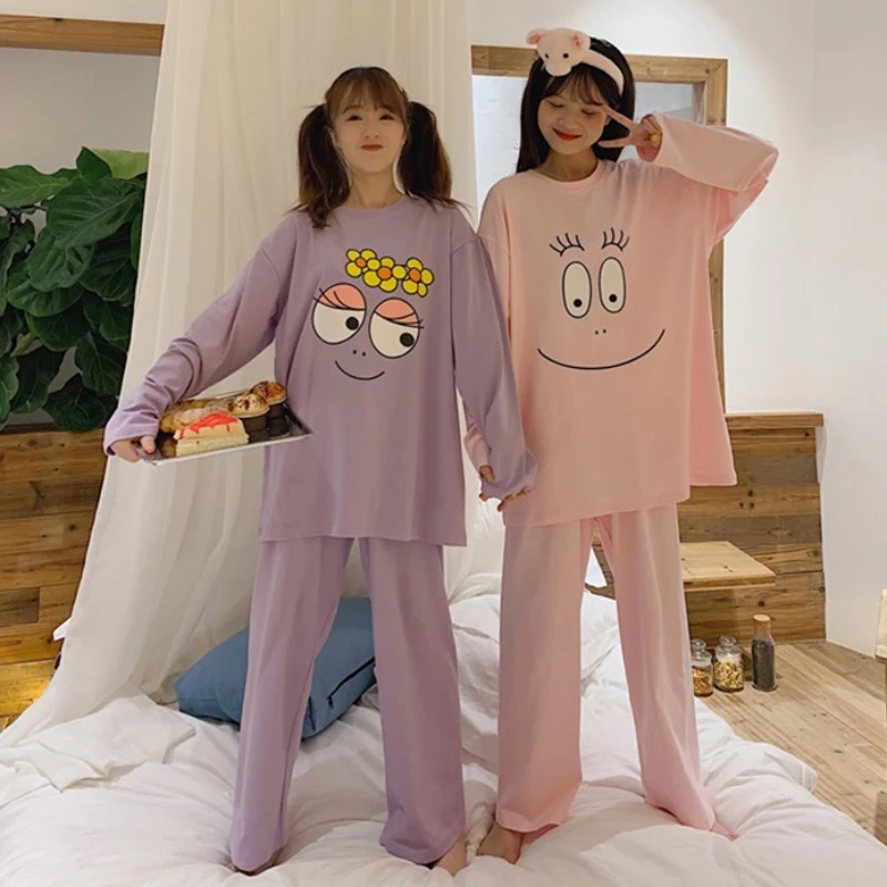 Hot Women Set Female Long Sleeve O-neck T-Shirts + Trousers Two-piece Suit Cartoon Print Sleepwear
Hot Women Set Female Long Sleeve O-neck T-Shirts + Trousers Two-piece Suit Cartoon Print Sleepwear
