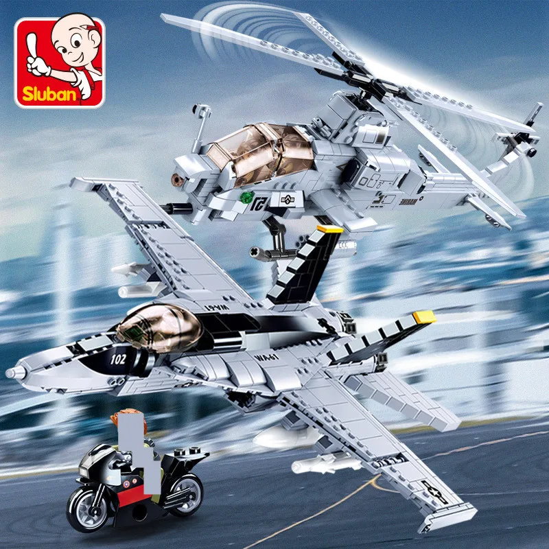 

Air Force F/a-18 Strike Fighter Us Hornet Airplane Aircraft Plane Helicopter Aviation Building Blocks War Weapon Bricks DIY Toys