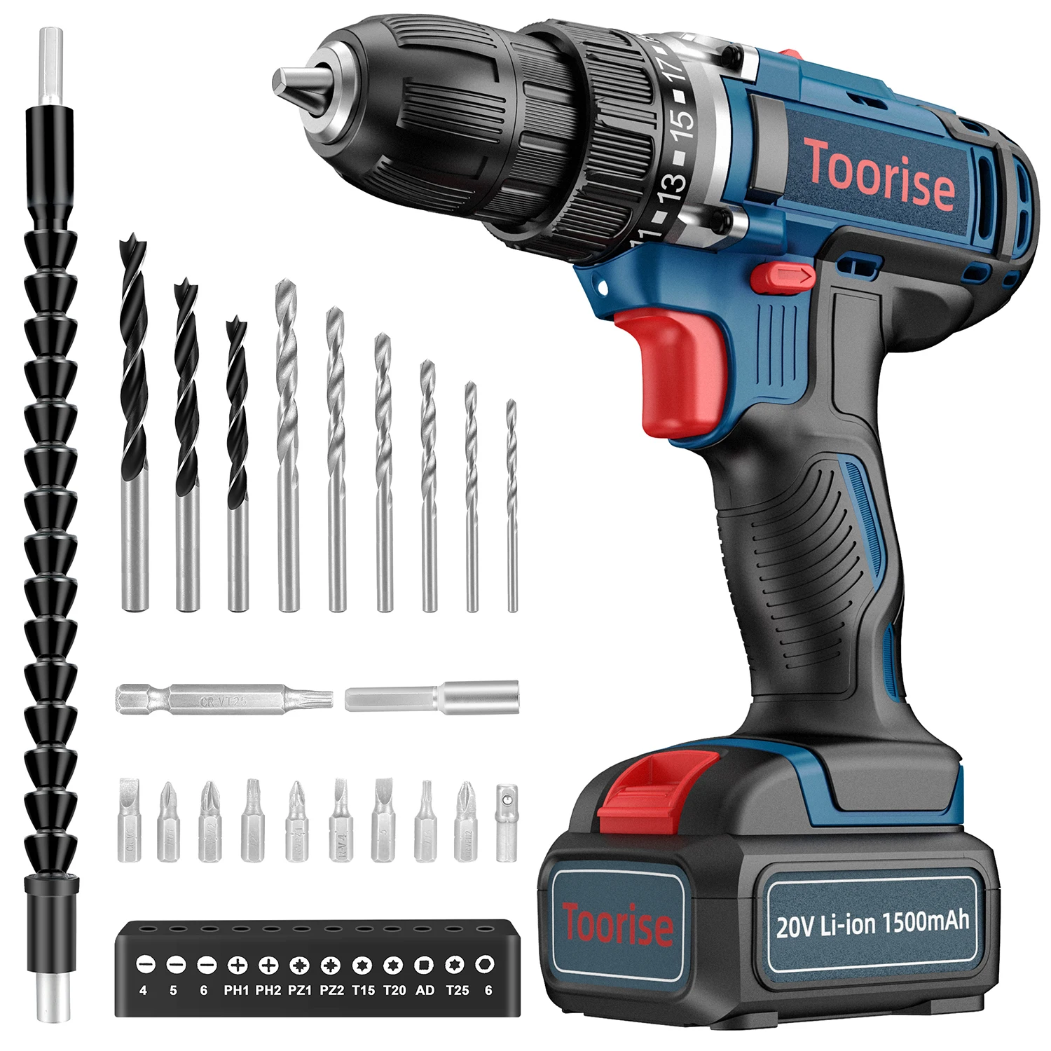20V Cordless Drill Lithium-ion Drill Driver Set with 1500mah Battery 21+1 Torque Impact Drill Set 2 Variable Speed Power Drill
20V Cordless Drill Lithium-ion Drill Driver Set with 1500mah Battery 21+1 Torque Impact Drill Set 2 Variable Speed Power Drill
