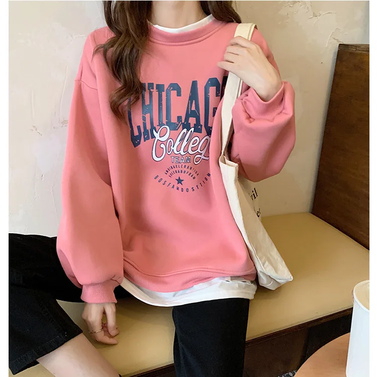Casual Fashion Plus Velvet Thick Sweater Women Fake Two Loose Letter Printing Round Neck Long Sleeve Sweater Women
Casual Fashion Plus Velvet Thick Sweater Women Fake Two Loose Letter Printing Round Neck Long Sleeve Sweater Women
