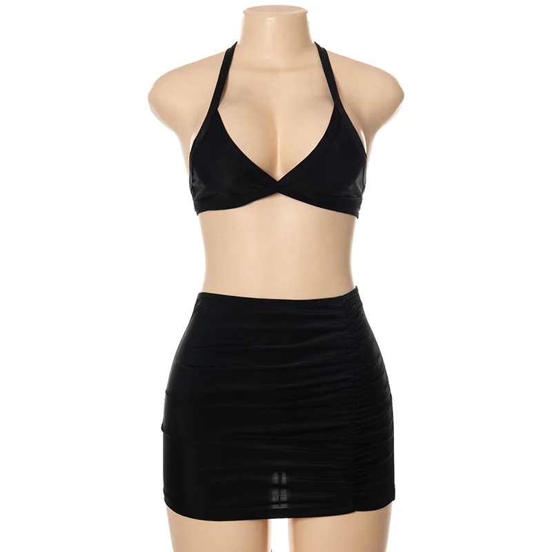 2021 summer new solid color hanging neck lace open navel backpack hip skirt suit two piece set women Free shipping
2021 summer new solid color hanging neck lace open navel backpack hip skirt suit two piece set women Free shipping