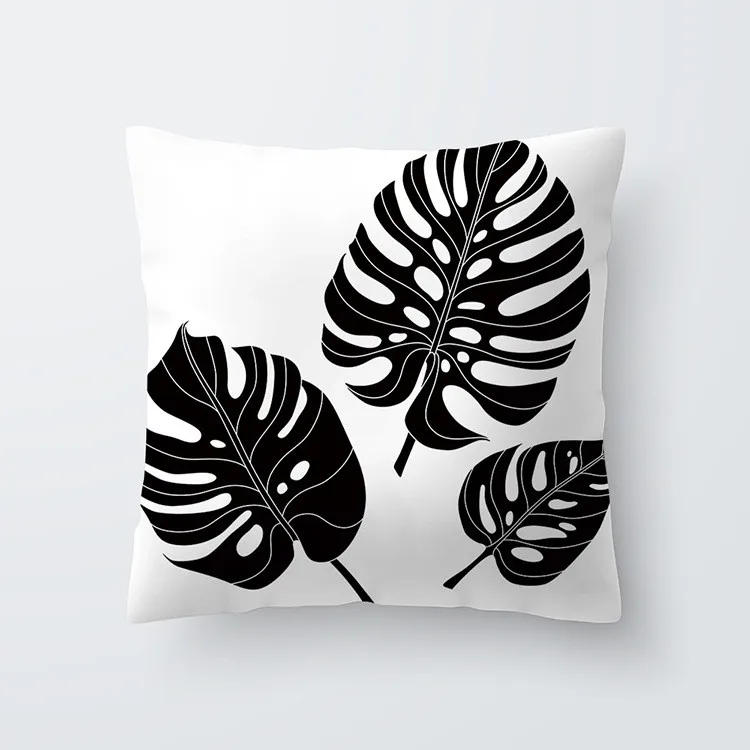 

Black Tropical Plants Pillow Cover Cushion Covers 45x45 Leaf Decorative Throw Pillows for Sofa Cushions Polyester Pillowcases