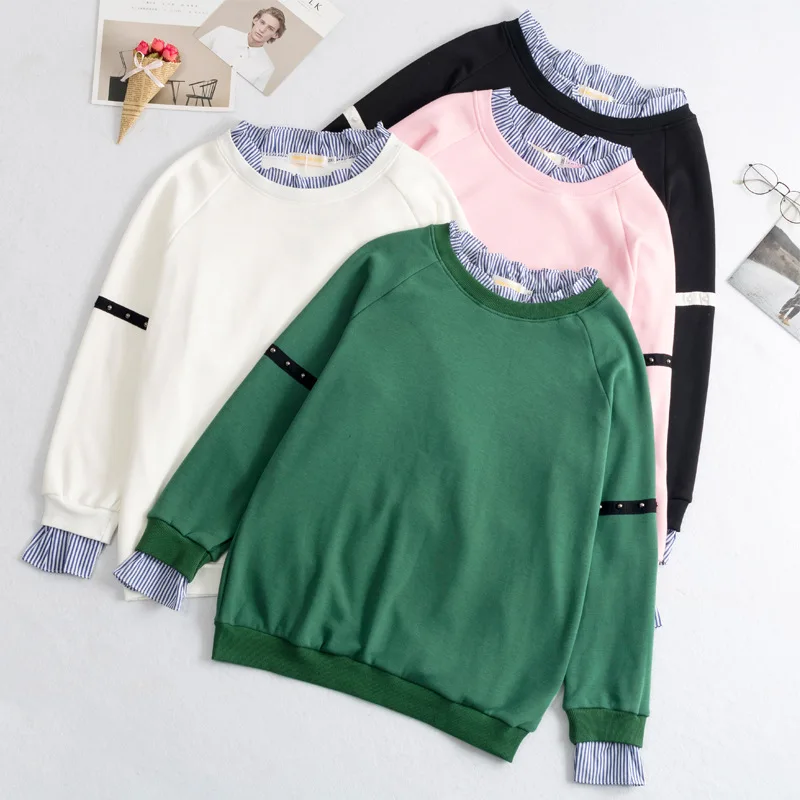 Loose Plus Size Sweatshirts Women's Tops Thick Korean Fake Two Piece Autumn and Winter Long Sleeve Hoodies Outerwear TA6193
Loose Plus Size Sweatshirts Women's Tops Thick Korean Fake Two Piece Autumn and Winter Long Sleeve Hoodies Outerwear TA6193