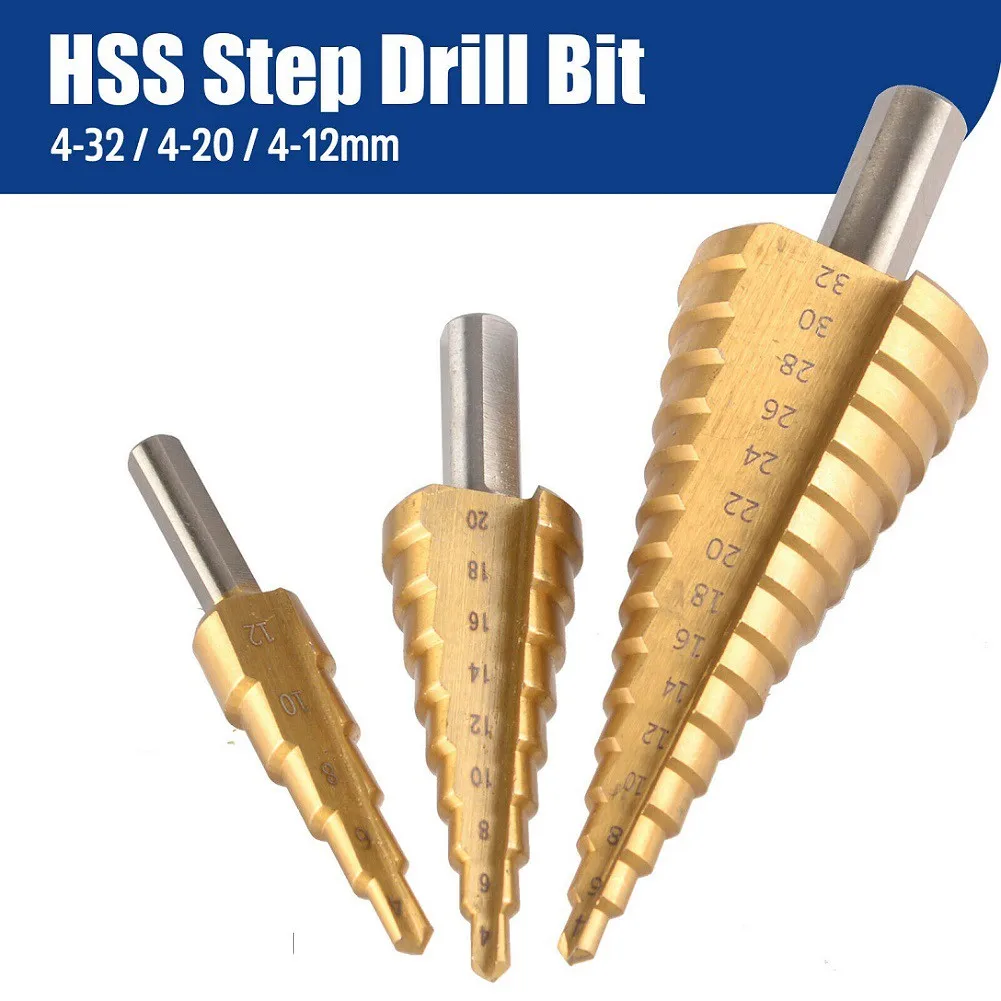 4-12mm 4-20mm 4-32mm HSS Straight Groove Step Drill Bit Titanium Coated Wood Metal Hole Cutter Core Drilling Tools Set
4-12mm 4-20mm 4-32mm HSS Straight Groove Step Drill Bit Titanium Coated Wood Metal Hole Cutter Core Drilling Tools Set