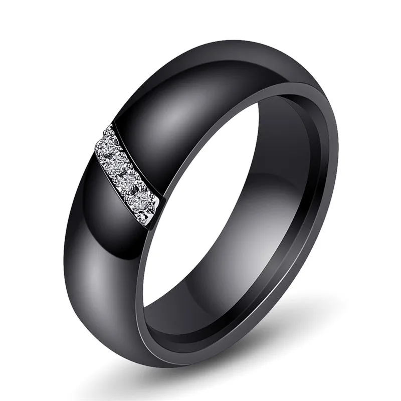 6 мм модные белые черные керамические кольца для женщин с гладкой поверхностью