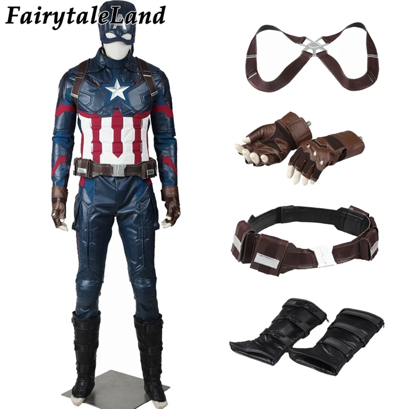 Civil War Cosplay Costume Captain Steve Rogers Clothing Halloween Party Performance Outfit Full Sets With Props
Civil War Cosplay Costume Captain Steve Rogers Clothing Halloween Party Performance Outfit Full Sets With Props