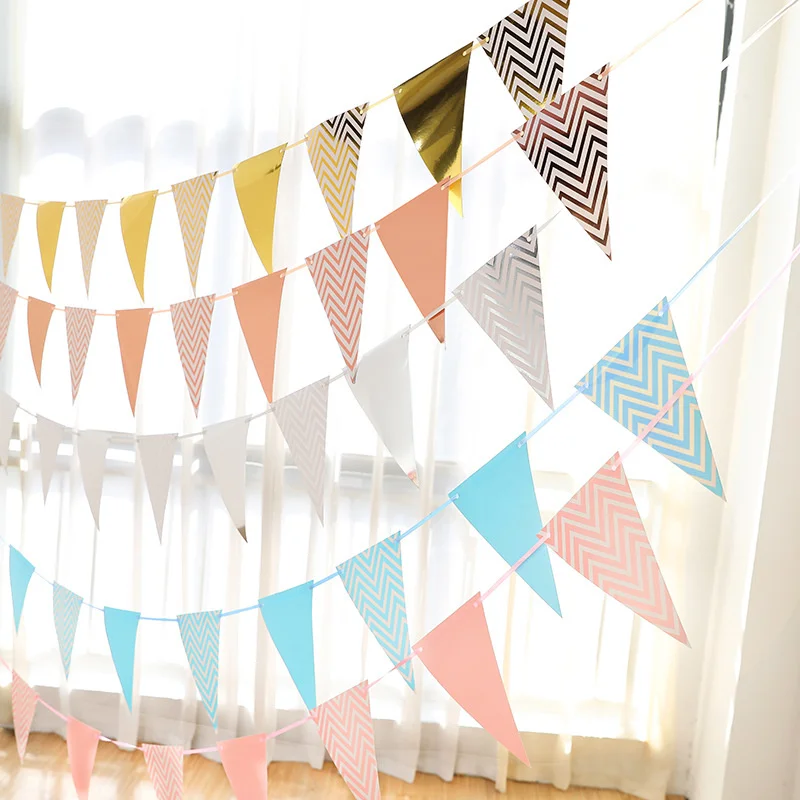 Bronzing pennant wave pull flag wedding birthday party decoration bunting holiday atmosphere gold silver powder blue banner
Bronzing pennant wave pull flag wedding birthday party decoration bunting holiday atmosphere gold silver powder blue banner