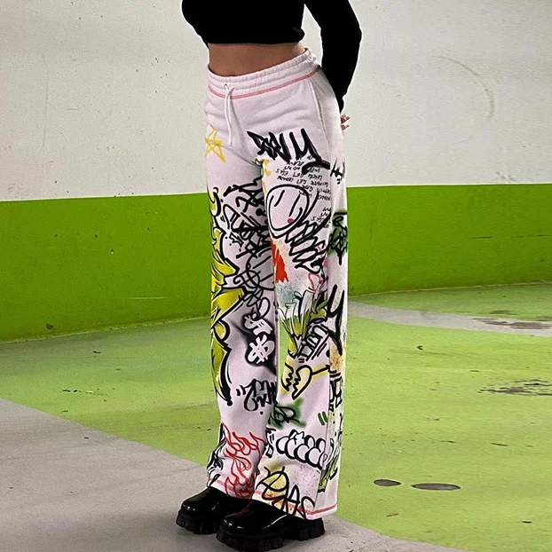 Y2k Anime women's pants Hippie graffiti print jogging wide stockings casual Harajuku Streetwear winter drawstring sweatpants New
Y2k Anime women's pants Hippie graffiti print jogging wide stockings casual Harajuku Streetwear winter drawstring sweatpants New