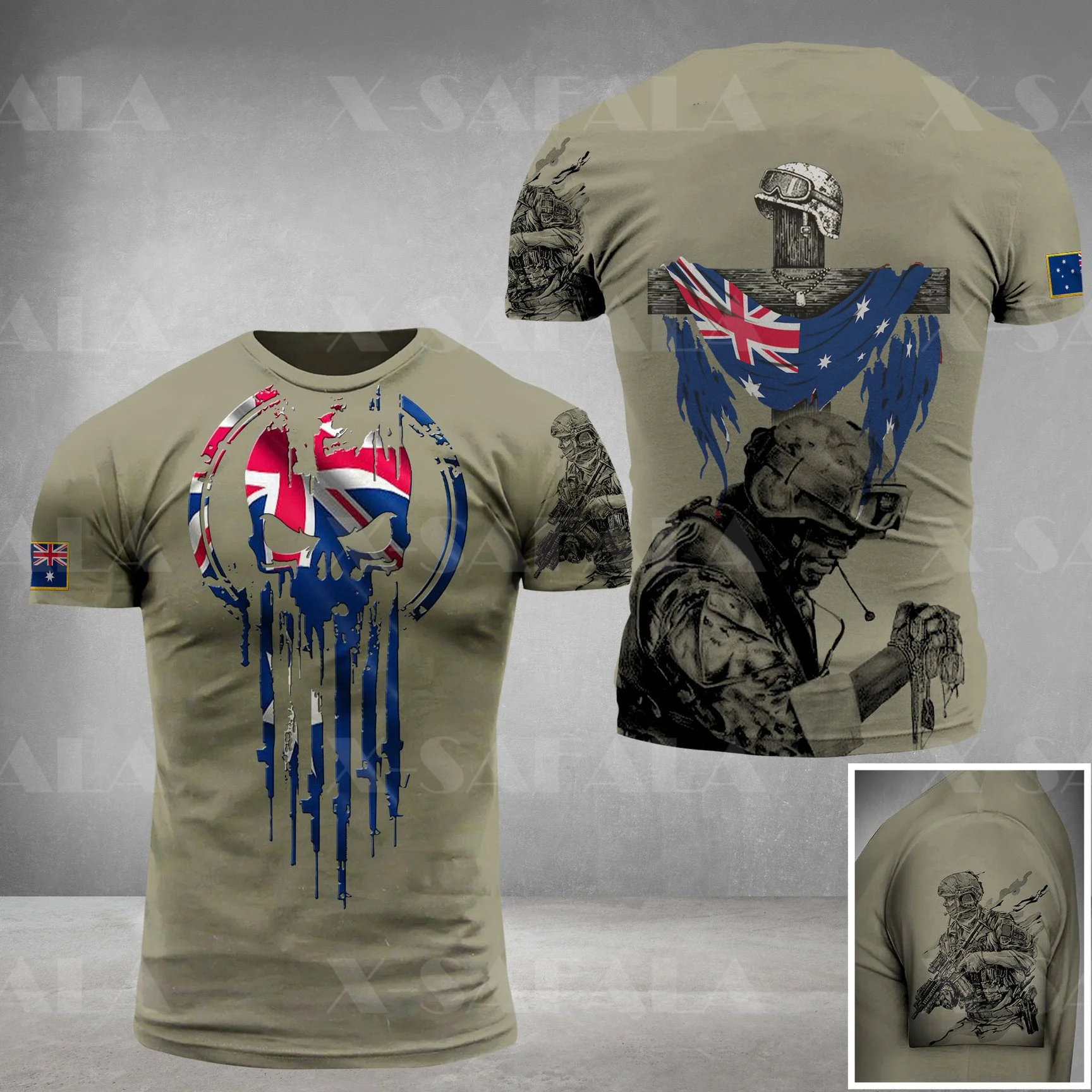 

Australia Veteran ARMY Soldier Country Flag 3D Printed High Quality Milk Fiber T-shirt Summer Round Neck Men Female Casual Top-3