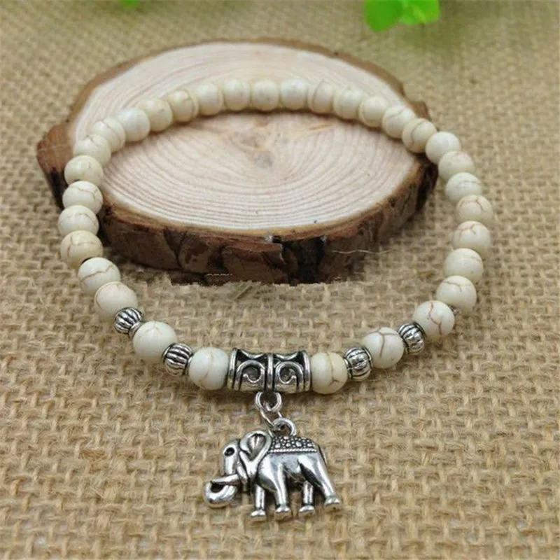 Simple and Fashionable White Turquoise Elephant Pendant 6mm Buddha Bead Yoga Bracelet
Simple and Fashionable White Turquoise Elephant Pendant 6mm Buddha Bead Yoga Bracelet