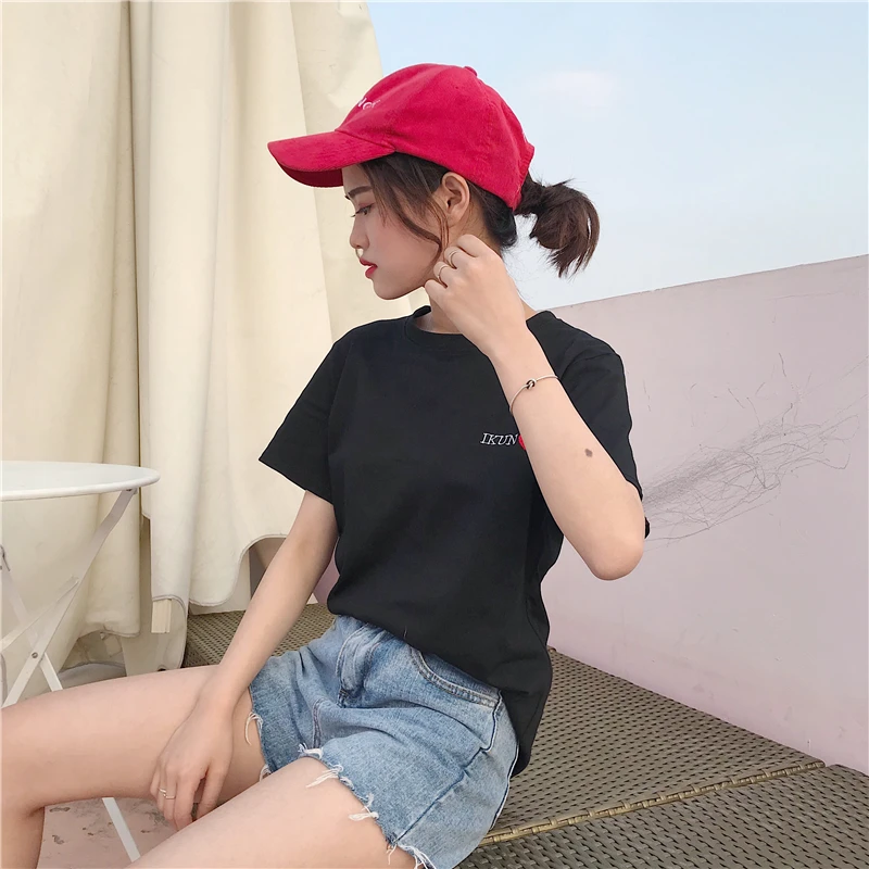 Women's Korean-Style Loose Ikun Heart Embroidered Short-Sleeved T-shirt Spring and Autumn New Style White Basic Style Bottoming
Women's Korean-Style Loose Ikun Heart Embroidered Short-Sleeved T-shirt Spring and Autumn New Style White Basic Style Bottoming