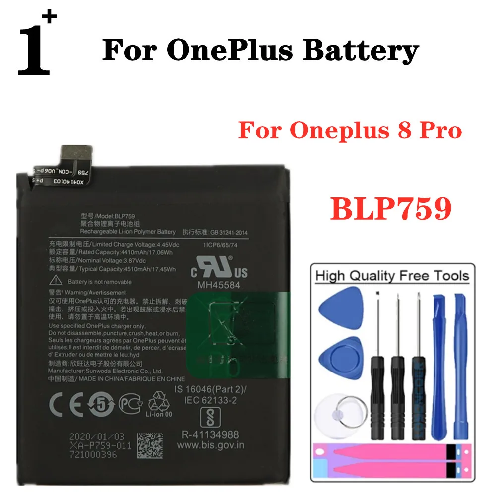 High Quality Original Battery For Oneplus 8 / 8 Pro One Plus 8 8pro BLP759 BLP761 Authentic Mobile Phone Bateria Batteries +Tool
High Quality Original Battery For Oneplus 8 / 8 Pro One Plus 8 8pro BLP759 BLP761 Authentic Mobile Phone Bateria Batteries +Tool