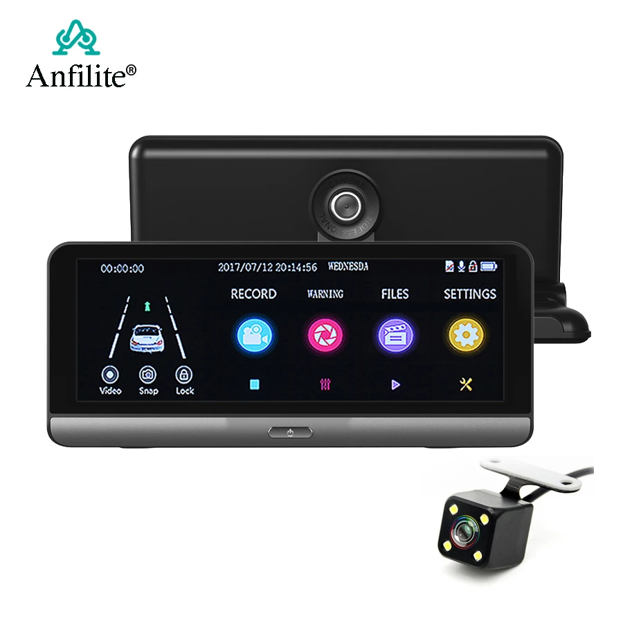 Автомобильный видеорегистратор Anfilite 8 "с сенсорным экраном 1080 P двойной