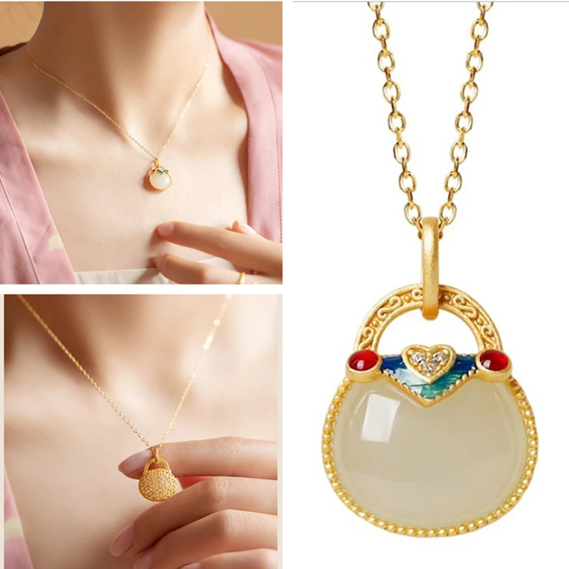 Exquisite Jade Lock Penadnt Necklace For Girls Birthday Christmas Present Pure Silver 925 Chain Necklace Gold Choker On Neck
Exquisite Jade Lock Penadnt Necklace For Girls Birthday Christmas Present Pure Silver 925 Chain Necklace Gold Choker On Neck