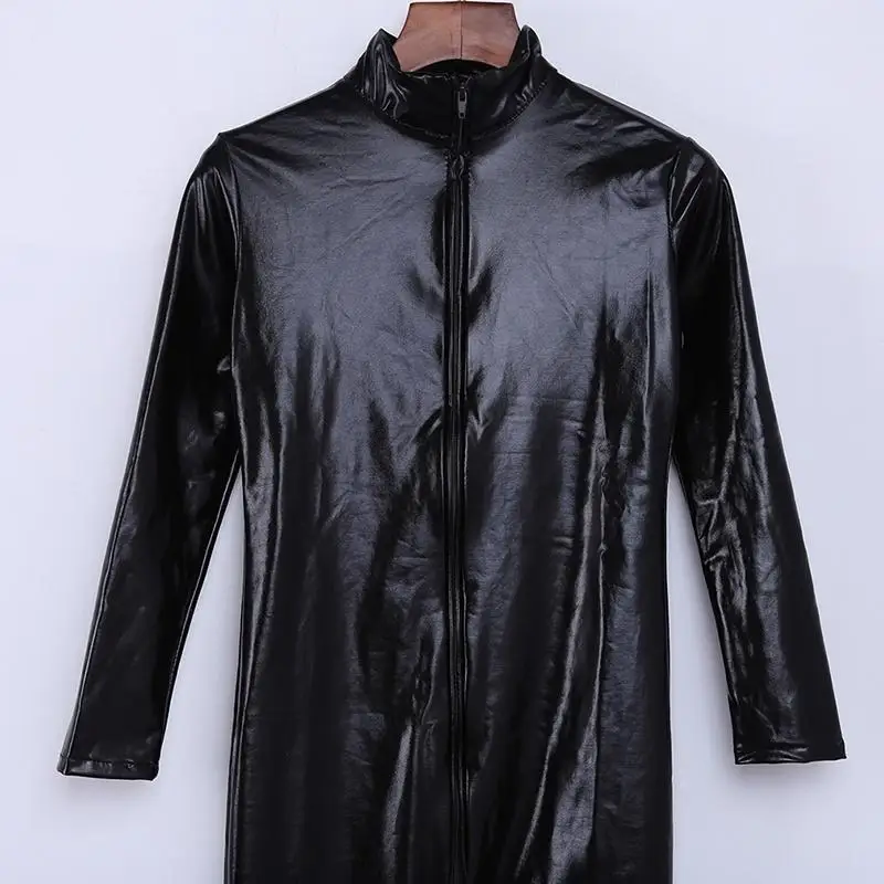 Sexy Lingerie Black Faux Leather Bodysuit Front Zipper Open Stretch Erotic Female Jumpsuit
Sexy Lingerie Black Faux Leather Bodysuit Front Zipper Open Stretch Erotic Female Jumpsuit