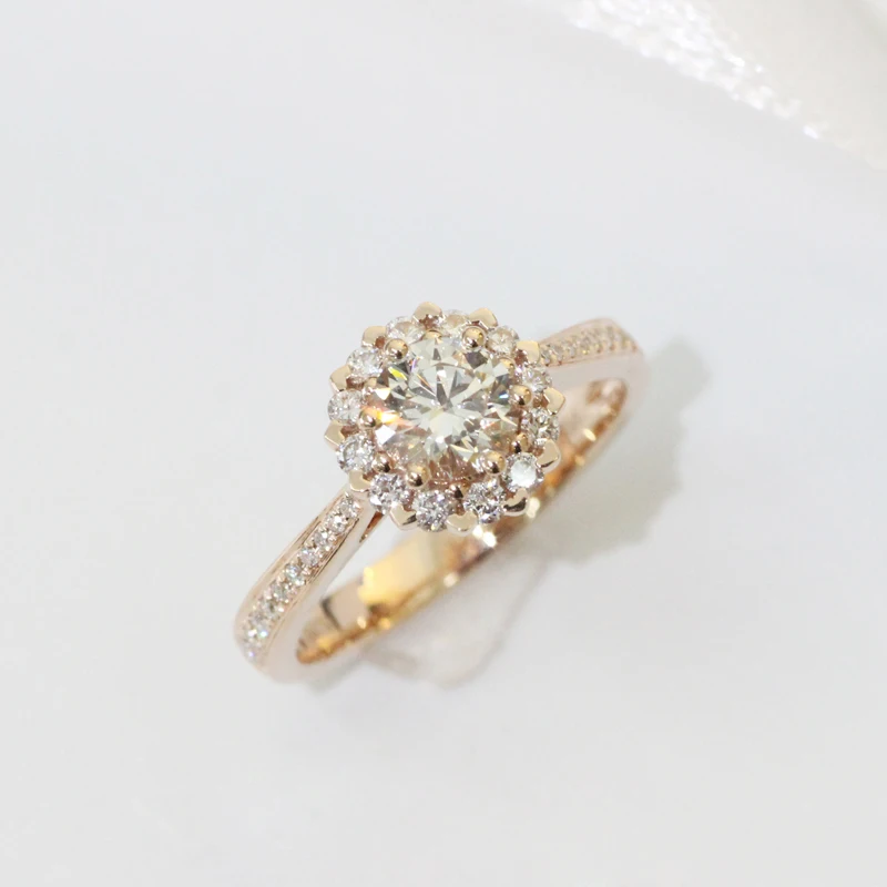 

Кольцо с бриллиантами из желтого золота 14 к, ювелирное изделие 0.19ct VVS G, обручальное кольцо с натуральными бриллиантами для женщин